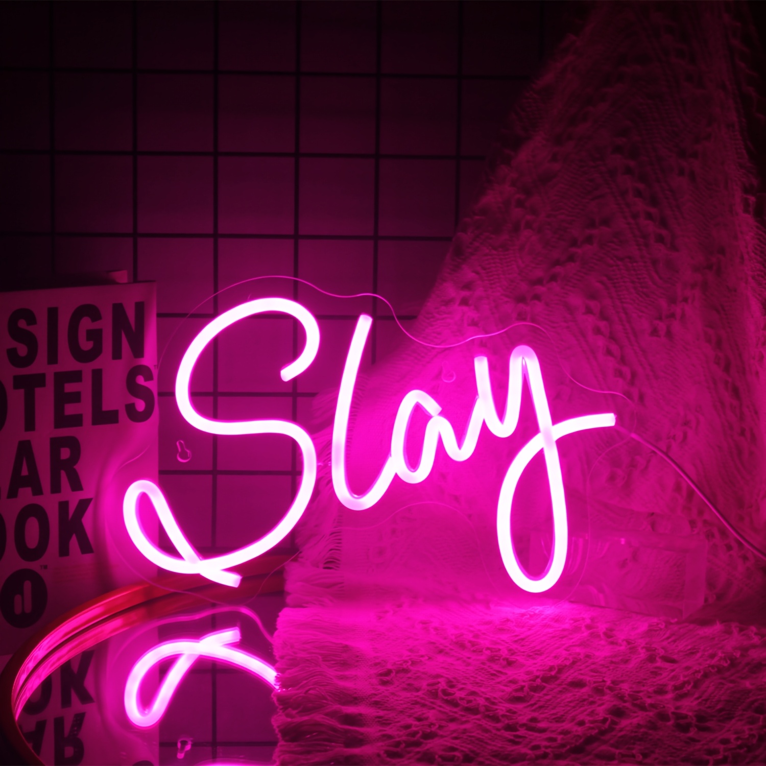 Insegna Al Neon LED Pink Slay – Decorazione Murale Per Camera Da Letto, Luce USB Rosa Con Dimmer, Cartello Acrilico 25x20 Cm, Regalo Estetico Per Ragazze