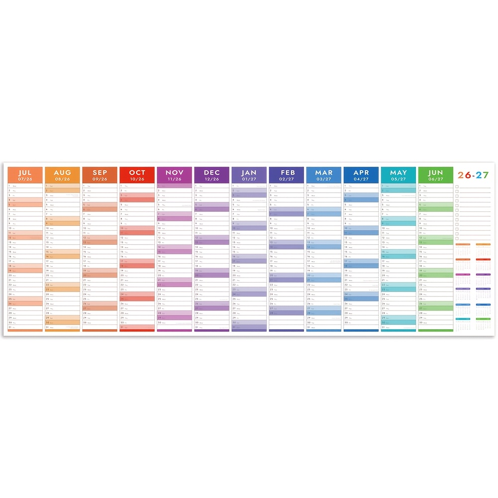 TEMU Calendrier mural surdimensionné pour 2026-2027 - Dimensions A0 120×42Cm, planificateur mural annuel ( 2026 à juin 2027) | Comprend un design de