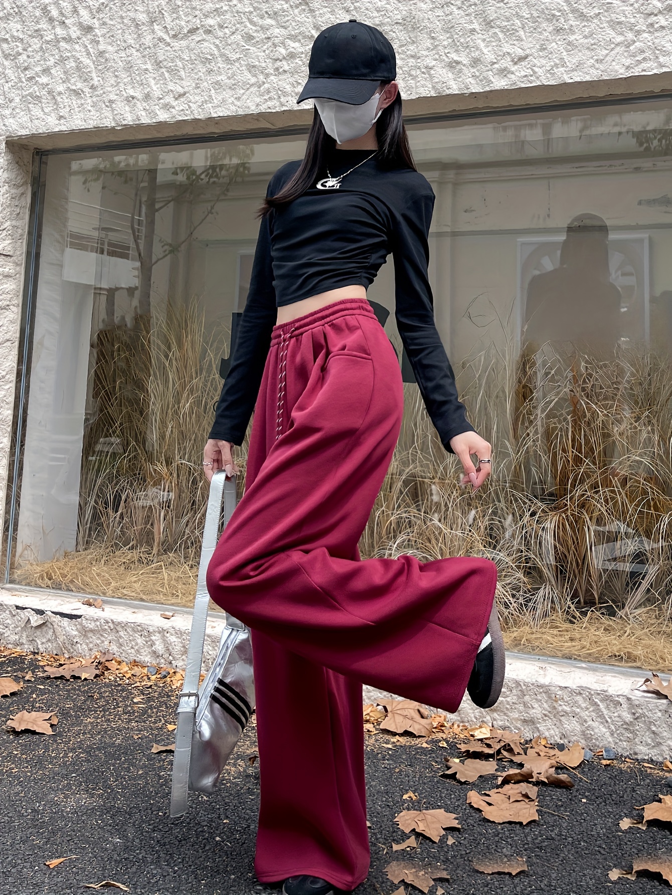 Women'S Gray Wide-Leg Joggers Loose Fit Straight-Leg Pants with  Drawstring Waist Casual Trousers for Everyday Formal Outfits, Joggin