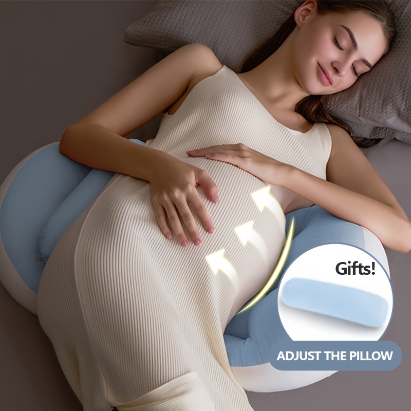 Image of Ergonomic Maternity Pillow For Side Sleepers - U-shaped Pregnancy Support Cushion With Lumbar Protection, Soft Polyester Fill For Comfortable Belly & Back Relief, Ideal For Pregnancy Care, Christmas
