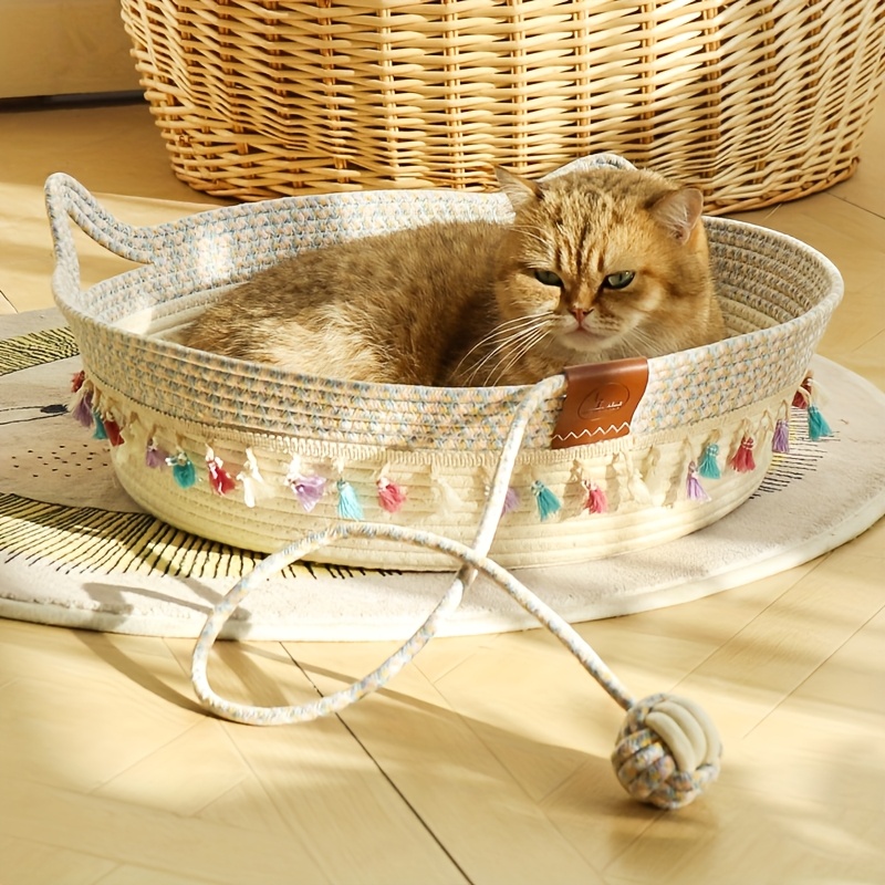 durable anti slip and shed resistant cat bed with cooling     winter warm pet mat sturdy and long lasting with fun teaser ball details 2