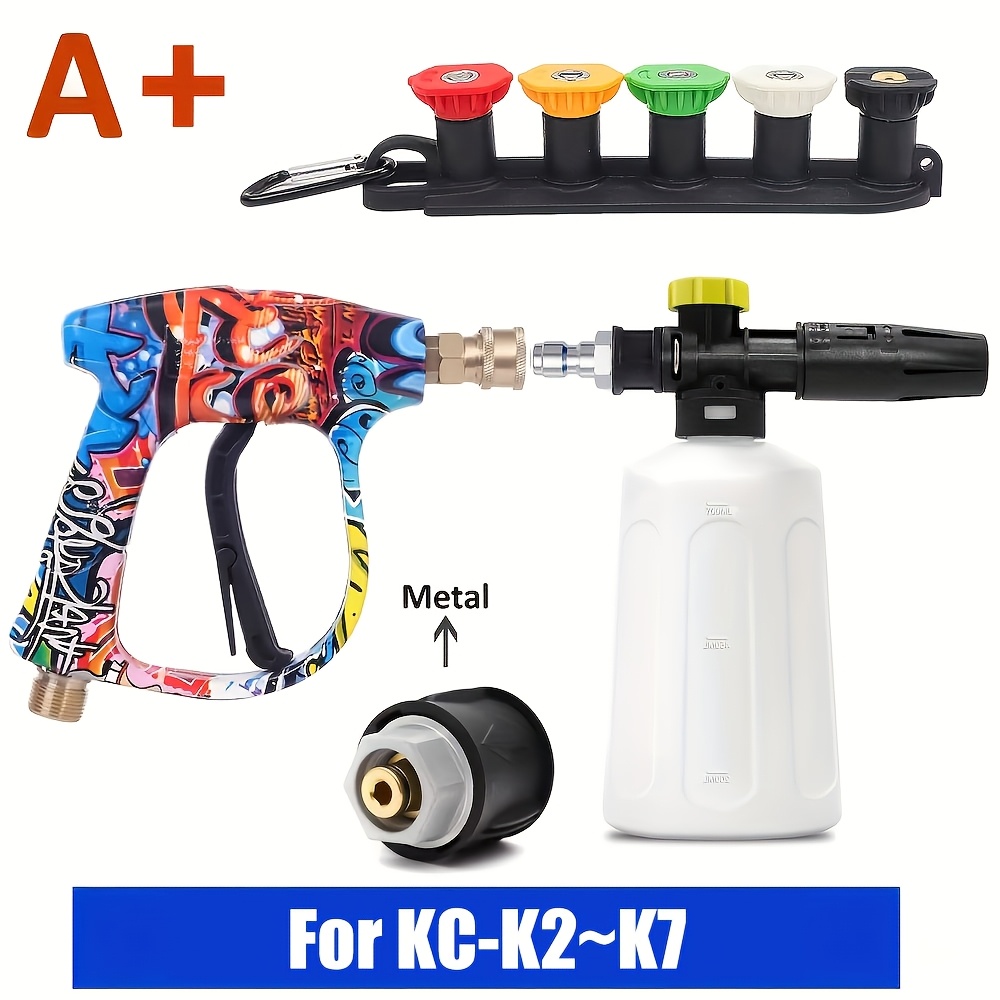 E-shop 1/4 Schnellanschluss Schneeflocken Schaumkanone Wasserpistole für KC -K7 / M22-14Mm Auto Hochdruckreinigungsgerät, Modell A+PA für Kc -K7
