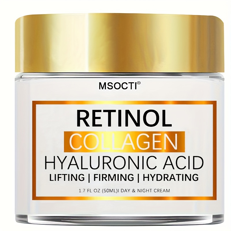 

Retinol Collagen Cream - Hyaluronic Acid Firming 1.7 Fl.oz (50ml) Day & Night Face Moisturizer For Smoothing Skin, Increasing Elasticity