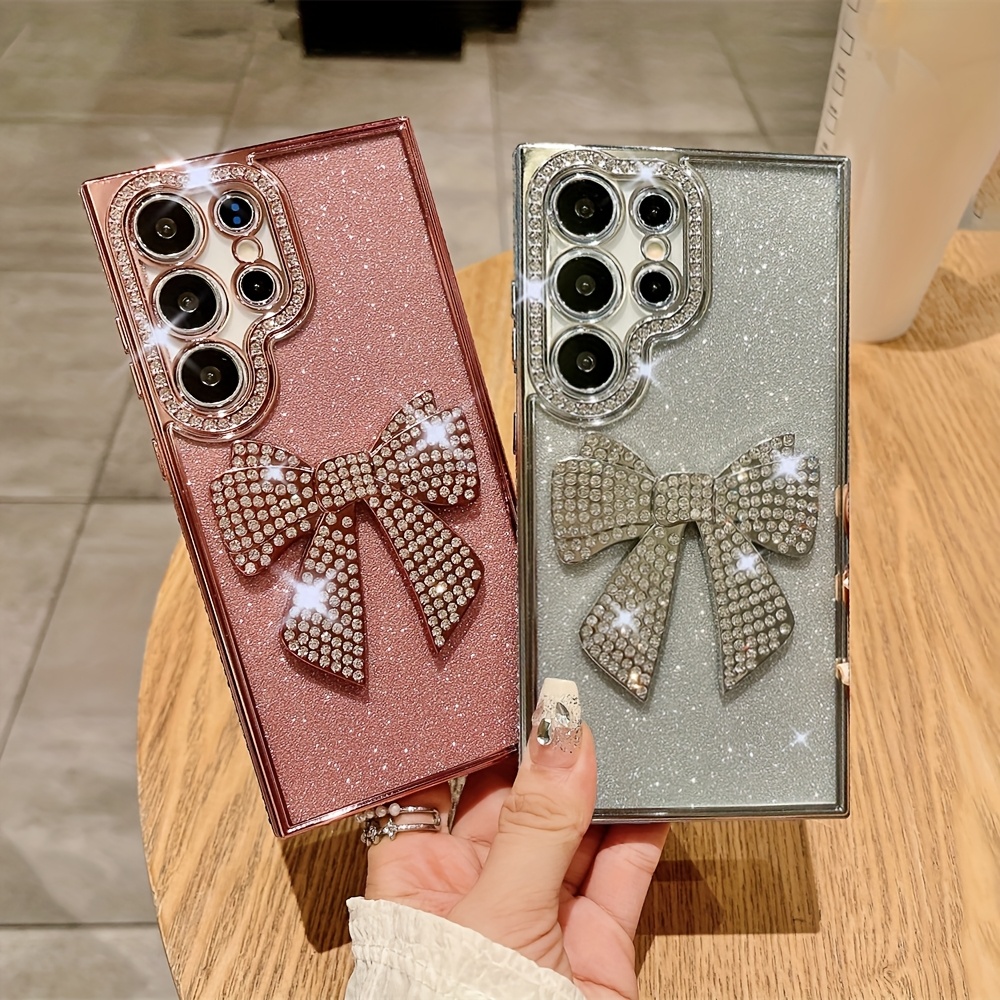 

3d Rhinestone Bow Bling Glitter Phone Case With A Luxurious , S25, S24, S23 , A55, A35, A25, A15, And A05s, Offering Camera Lens Protection And Shockproof Back Cover.