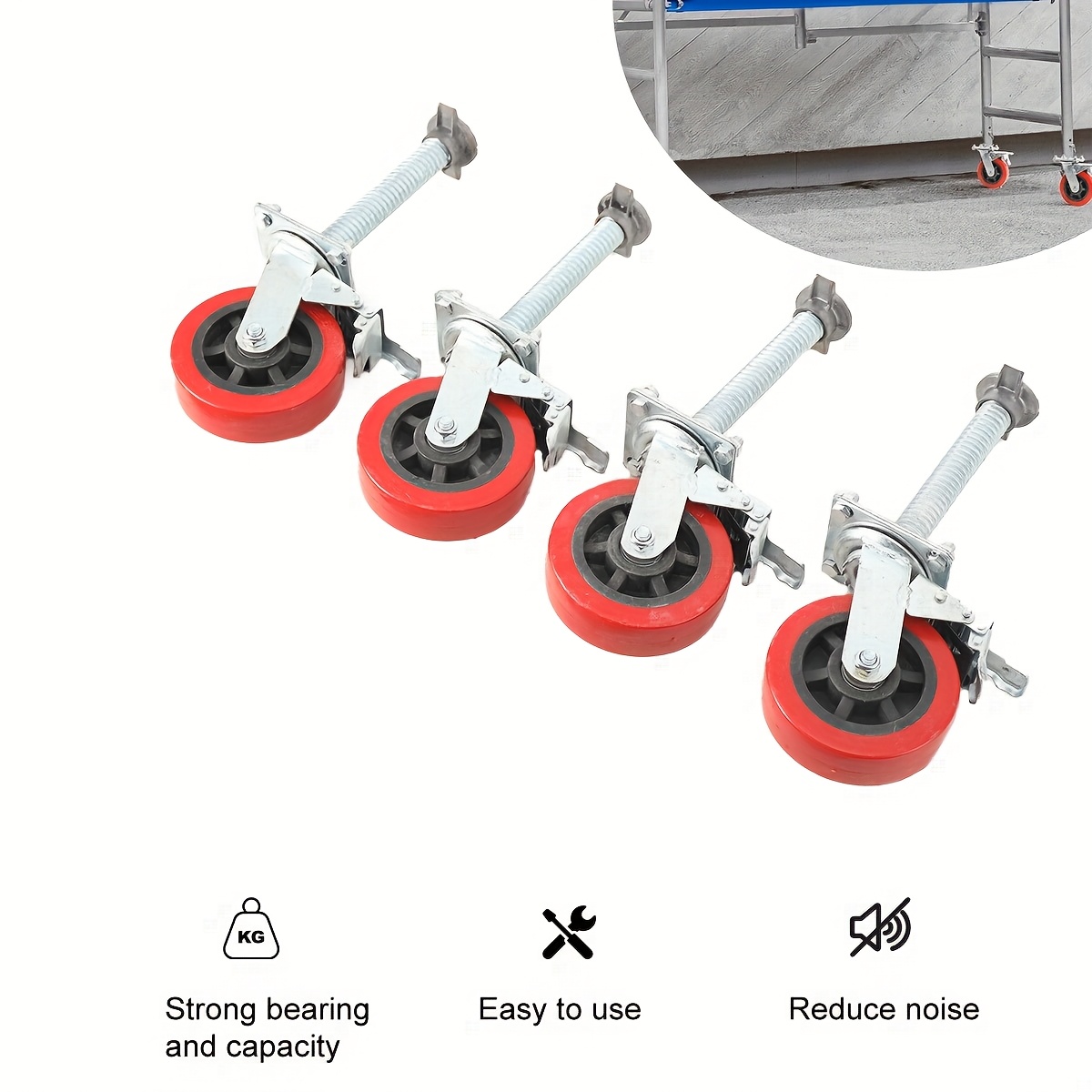 4pcs Adjustable Leveling Scaffolding Wheels, Scaffolding Casters With Brake, Scaffolding Screw Jacks Scaffold Leveling Jack