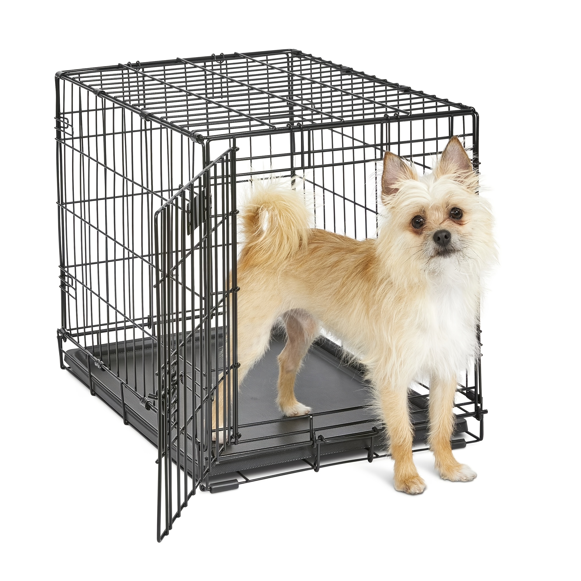 TEMU 36 Inch 42 Inch Double Door Dog Crate Kennel Cage, Folding Metal Wire Dog Crate With Removable Leak-proof Tray Divider Panel Heavy Duty Pet Cage