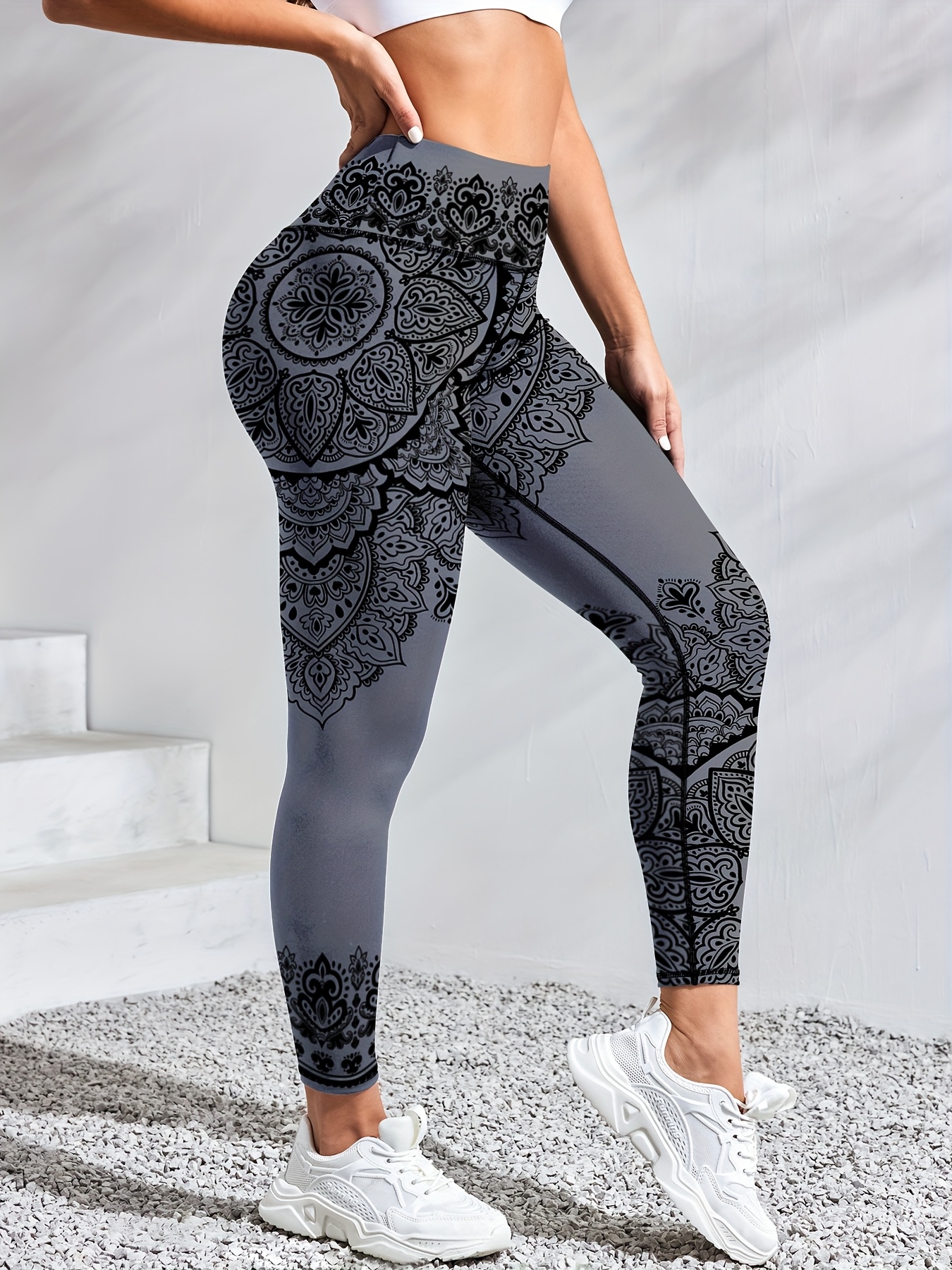 high waist mandala print yoga leggings women stretchy Temu Poland