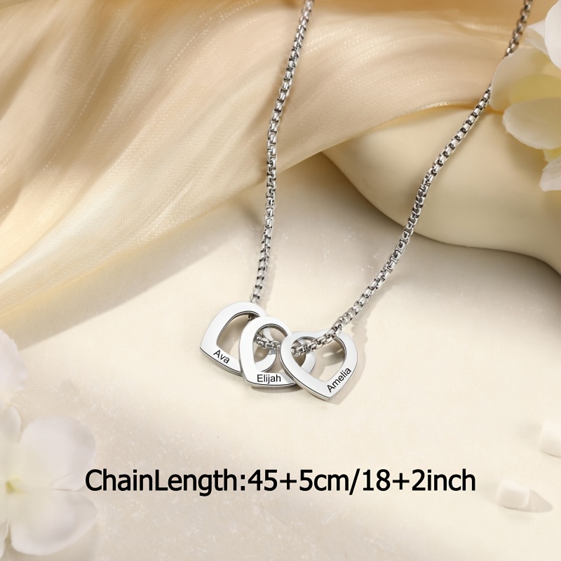 Custom Name Multi-Heart Pendant Necklace — 304L Stainless Steel Jewelry