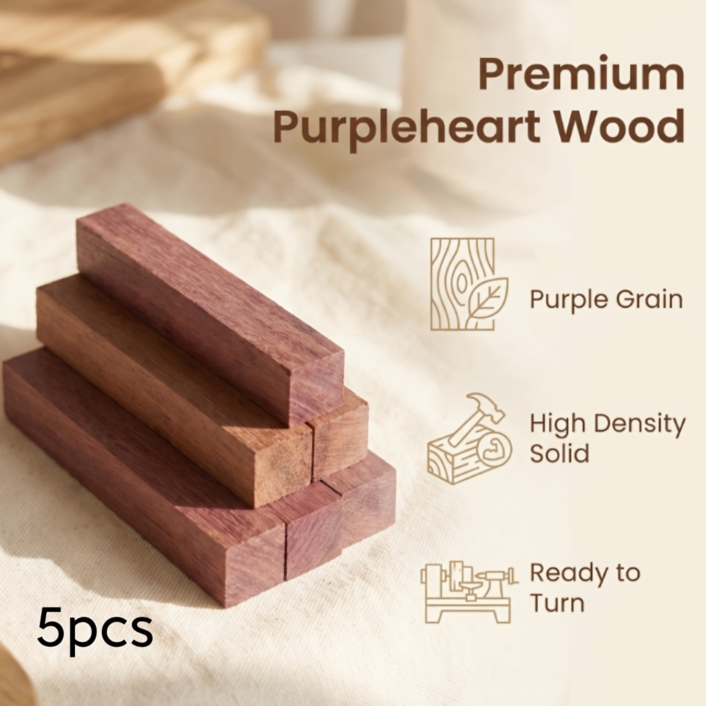 TEMU 5pcs 12 X 2 X 2cm Wood Turning Exotic Hardwood Spindle Blank For Wood Lathe, Pen Making, Knife Handle, Wood Carving And Craft