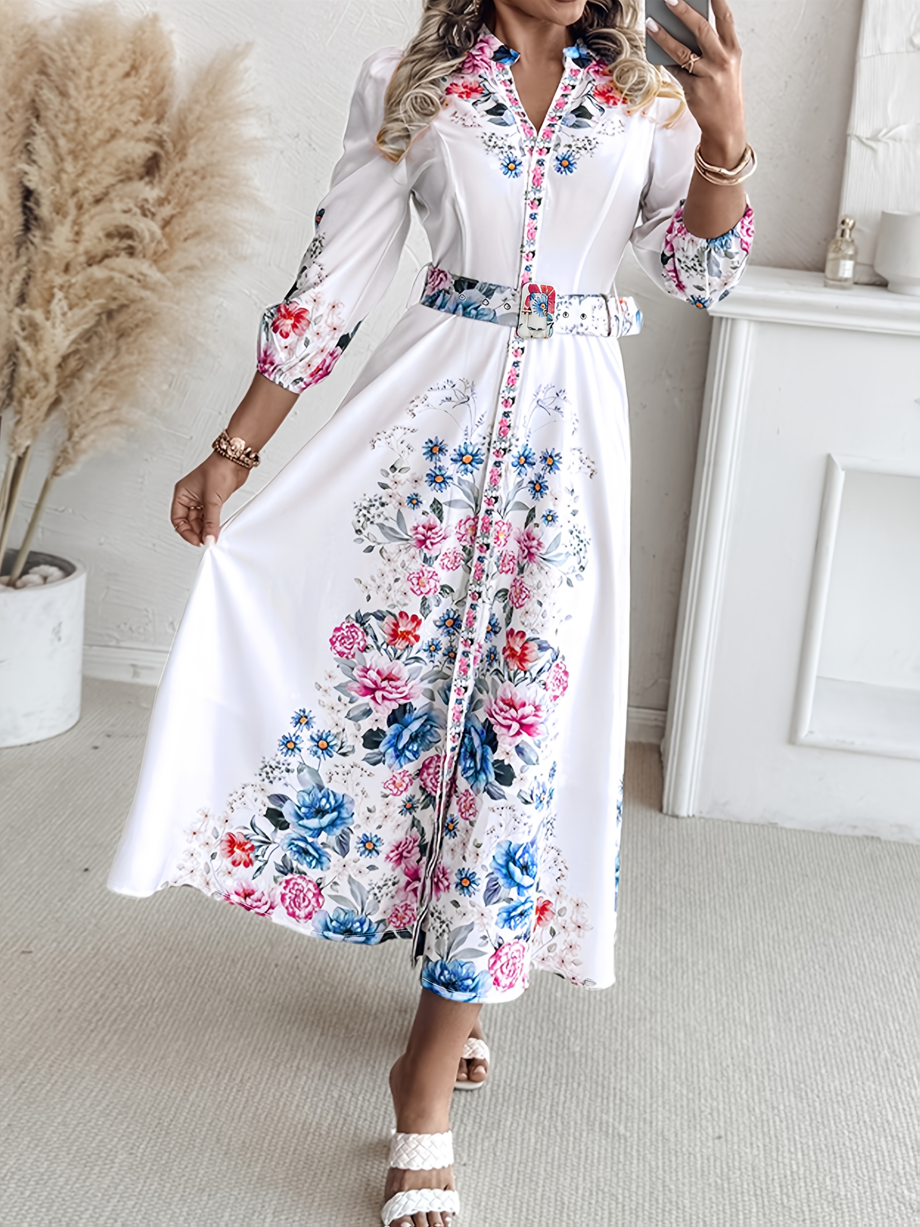 women's elegant floral print a-line maxi dress - flared long skirts,  machine washable formal & casual dresses for women, everyday or special  occasion outfits, floral print dress, versatile fashion, design, | Shop
