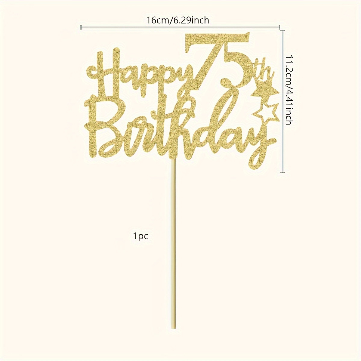 1pc Glitter Happy Birthday Cake Topper, Happy Birthday Cake Decor, Birthday Party Decoration Supplies