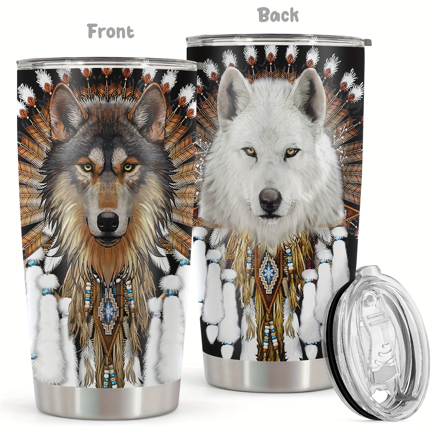 

1pc, 20oz Tumbler, Personalized Wolf Funny Print Mug Tumbler 20oz, Travel Tumbler For Wedding Birthday Graduation Party, Birthday Christmas Gifts For Women Mom Sisters Teacher Coworker, For Office