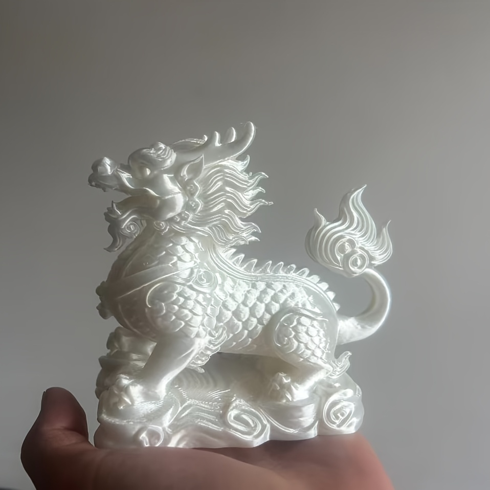 TEMU Ornement Pixiu d' de en une seule pièce, façonné un nuage, exquisément sculpté avec des écailles de dragon stéréoscopiques et des plumes, statue