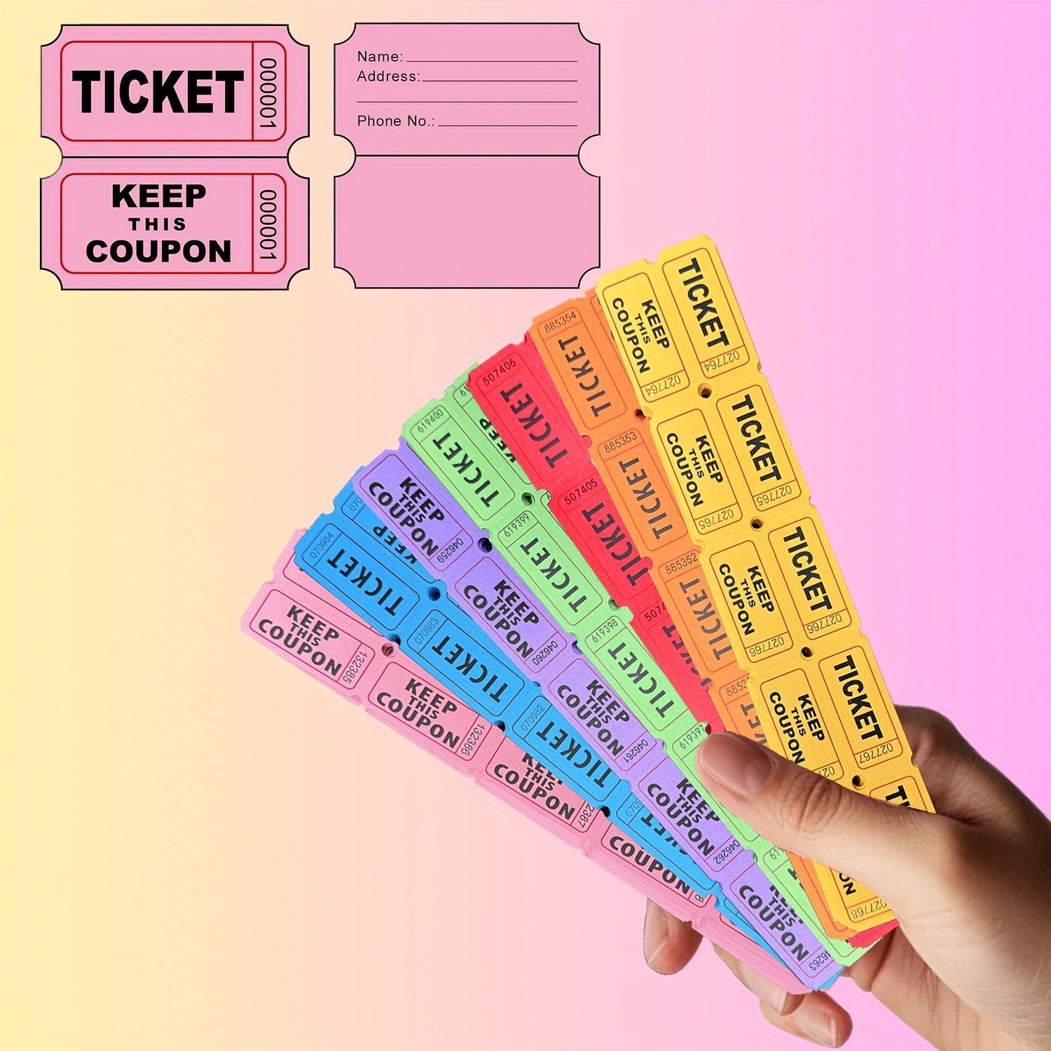 1400 colorful tickets vibrant colors pre printed Temu Australia