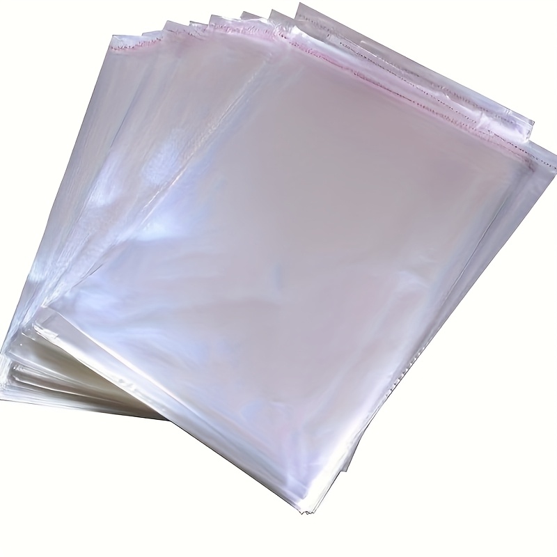 TEMU 100pcs Of 16 X 20 Inch, Large Packaging, Transparent Resealable Glass Paper, Self-adhesive Sealed Polyethylene Bag, Durable Plastic Glass Bag,