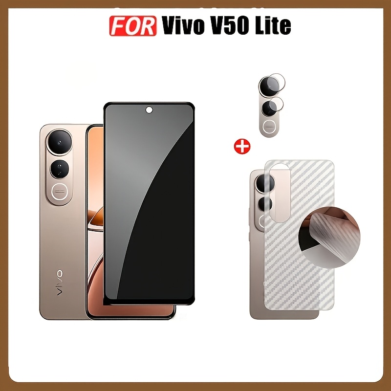 TEMU Complete Set Of Privacy For Vivo V50 Lite, Including Front Screen Protector, Back Cover, And Lens Film