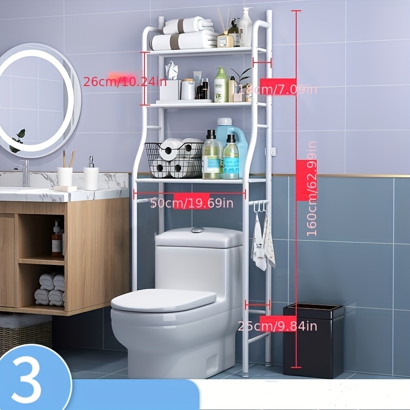 TEMU Stainless Steel Bathroom Floor Shelf, Toilet Rack, No-drill Washing Machine And Sink Storage Shelf For Toilet And Bathroom