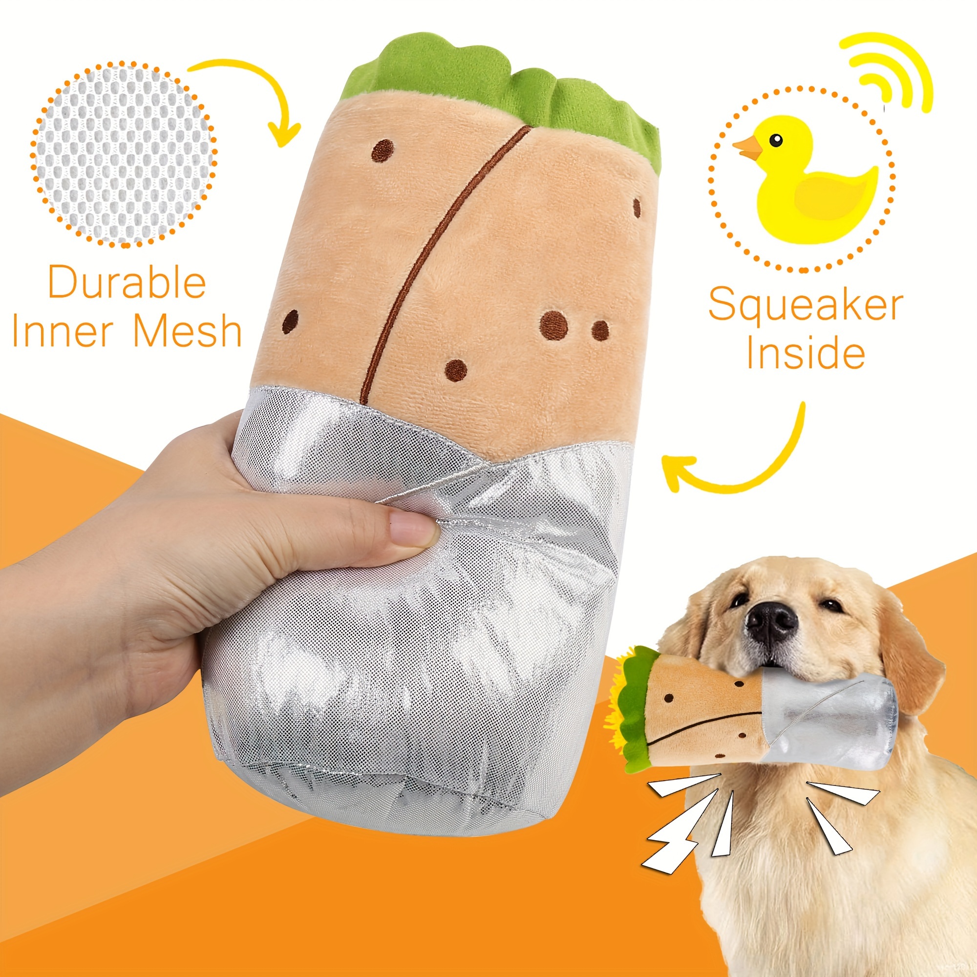 funny dog toys set plush dog squeaky crinkle toys food dog Temu