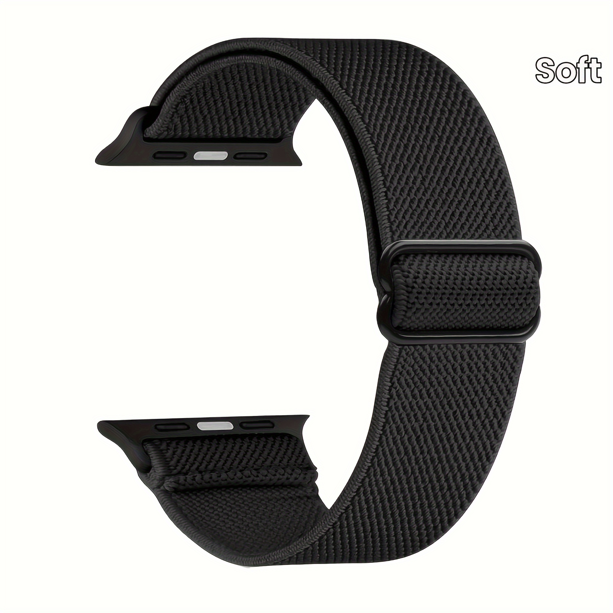 

Bande en nylon compatible avec Apple Watch SE/8/7/6/5/4/3/2/1, bracelet élastique souple, fermoir pliable, pas de batterie requise - 38mm/40mm/42mm/44mm/41mm/45mm/49mm