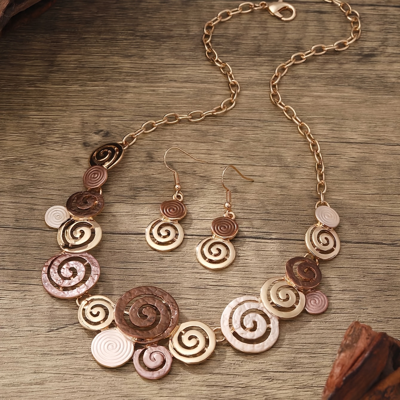 3pcs Vintage Boho Jewellery Set for Women, Enamel Geometry