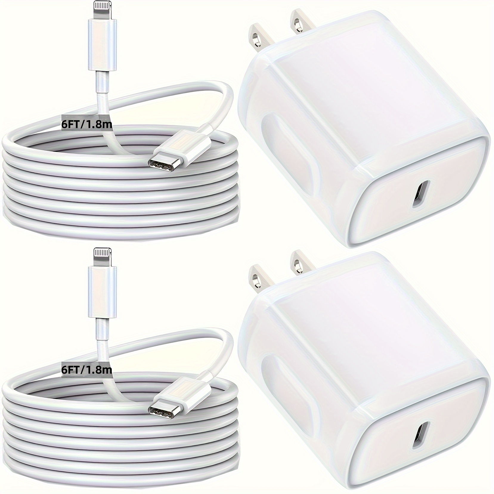 

[ Mfi Certified] 2+2pack For Iphone Fast Charger, 20w Usb C Wall Charger With 6ft Fast Charging Cable Compatible With Iphone 14/13/12/11/pro/pro Max