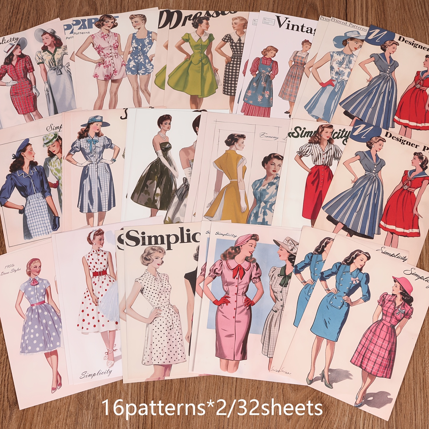 JAIIMAN 32 listov retro modnih ilustracij za ženske iz 40. in 50. let, popolno za projekte scrapbookinga, dekoracijo ozadja, voščilnice, retro