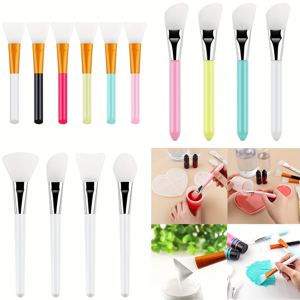 

Silicone Craft Brush Set: Heatproof Non-stick For Evenly Applying Epoxy And Other Mediums - Reusable Resin Epoxy Brushes With Spatula Design