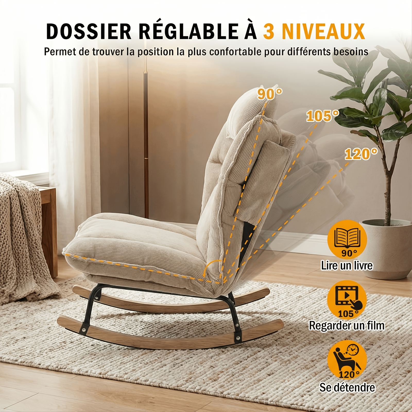 Home Rest Rocking Accent Chair with Ergonomic Design