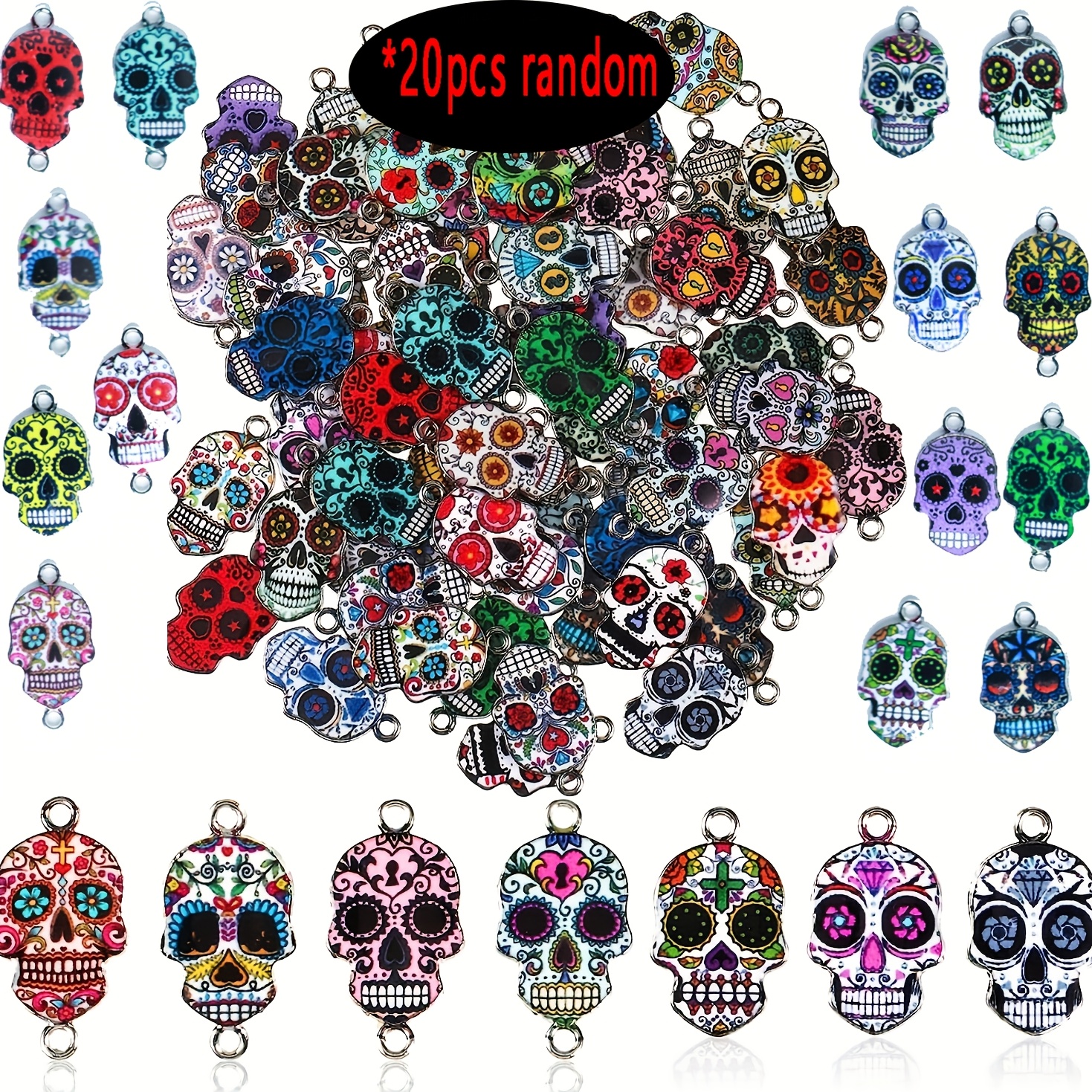 20pcs Enamel Halloween Pendants, Charms Candy Pendants, Jewelry Making Necklaces, Bracelets, Earrings, Handicrafts, Accessories