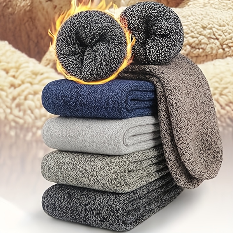 TEMU Lot de 5 paires de chaussettes épaisses et chaudes type serviette pour femme, chaussettes de sport pour homme pour activités de , course à pied