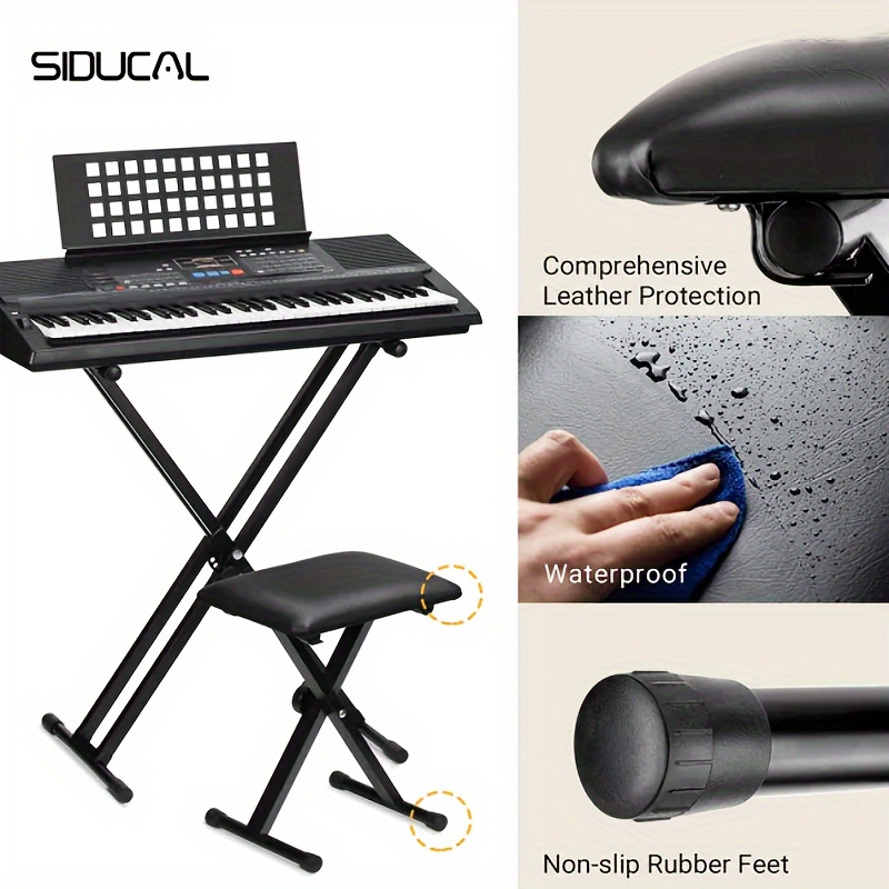 

Siducal 5 Core Keyboard Bench Adjustable Piano Stool Comfortable Thick Padded Heavy Duty Musician Seat