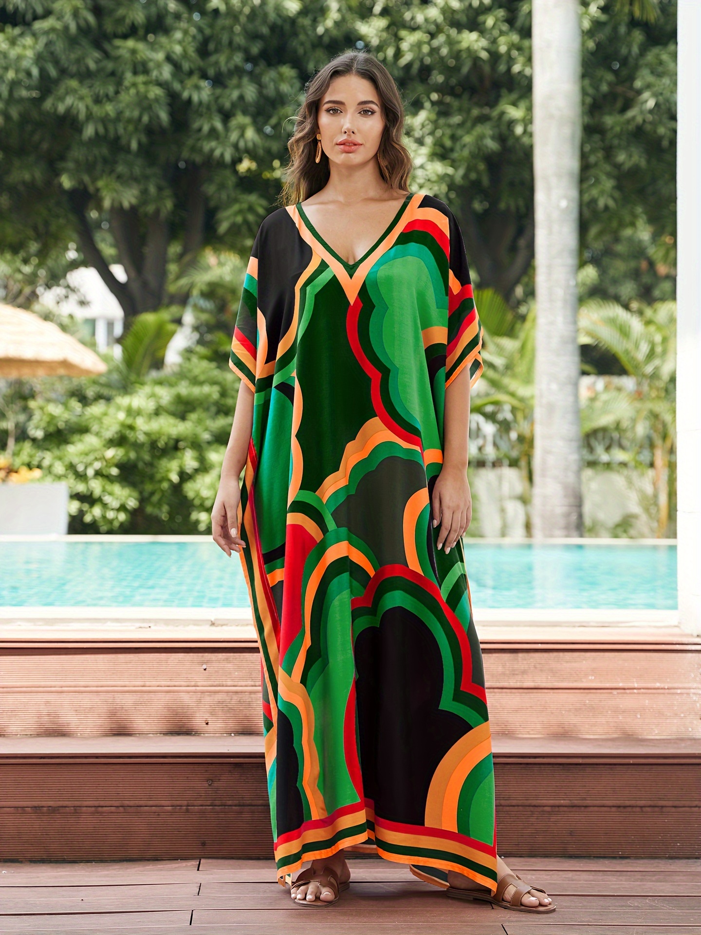 caftan dress beach cover up Sea Breeze Beach Caftan Black / M/L