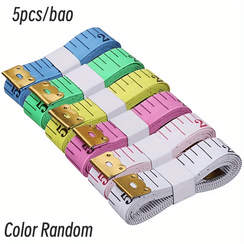 TEMU 5pcs Set Of Random Color 150cm/60-inch Double-sided Soft-tape Body Measuring Tapes With Cm/in , Sewing Tape Measure, Colors Random