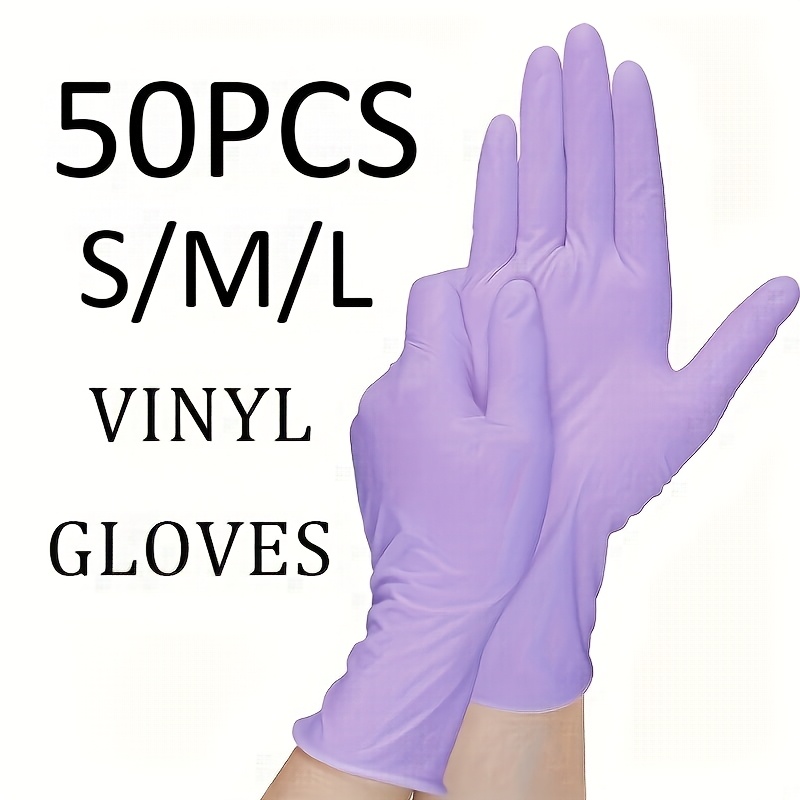 50pcs disposable gloves purple   pvc gloves suitable for kitchen cleaning food preparation dishwashing  