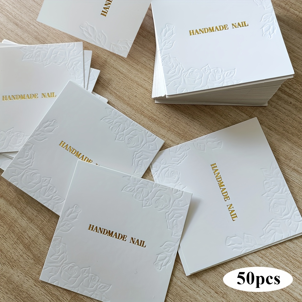 E-shop Stück 7,5 cm Handgemachte Nagel Display Karten Luxus Weiße Rose Stil Aufdrückbare Nägel Kunst Paket Karten Nägel Verpackung Lagerkarten Board