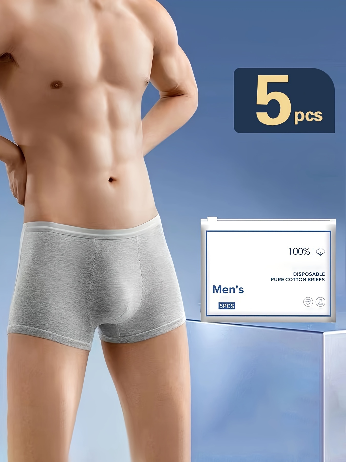 6Pcs/Set Travel Portable Disposable Non Woven Paper Briefs Panties Underwear  White Regular Emergency Underpants for