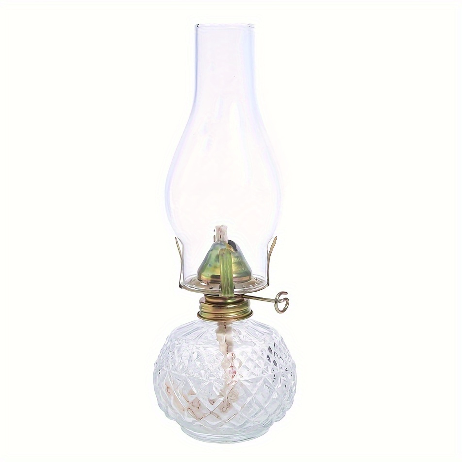Nostalgic, Vintage Glass Kerosene Lamp - Crystal , Perfect For Wedding Ambiance & Home Decor
