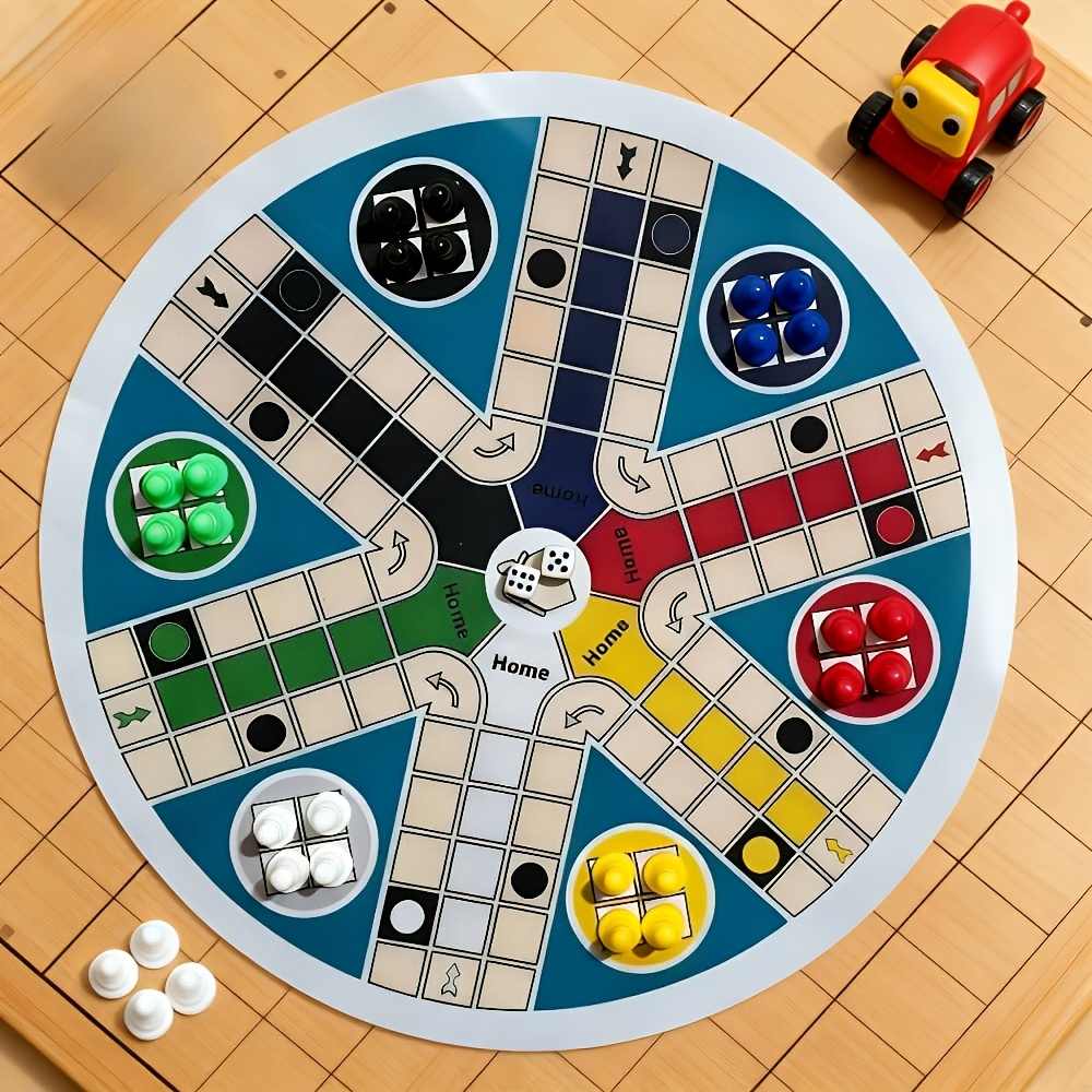 E-shop Spielbrett für 6 Spieler, Große Größe 35 cm / 13.78 Zoll - Inklusive: 1 Runde Spielbrett, 24 Würfel in 6 Farben, 2 Würfel. Ein klassisches