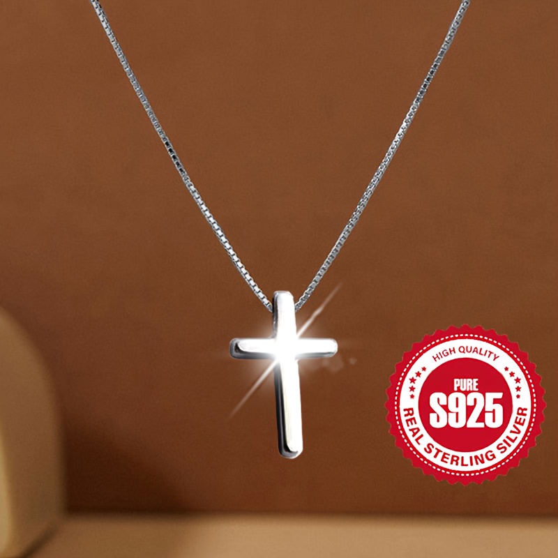 

Collier Pendentif Croix En Argent Sterling 925, Classique, Hypoallergénique, Accessoire De Cou Personnalisé, Bijoux Mode, Cadeaux De Vacances Pour Femmes