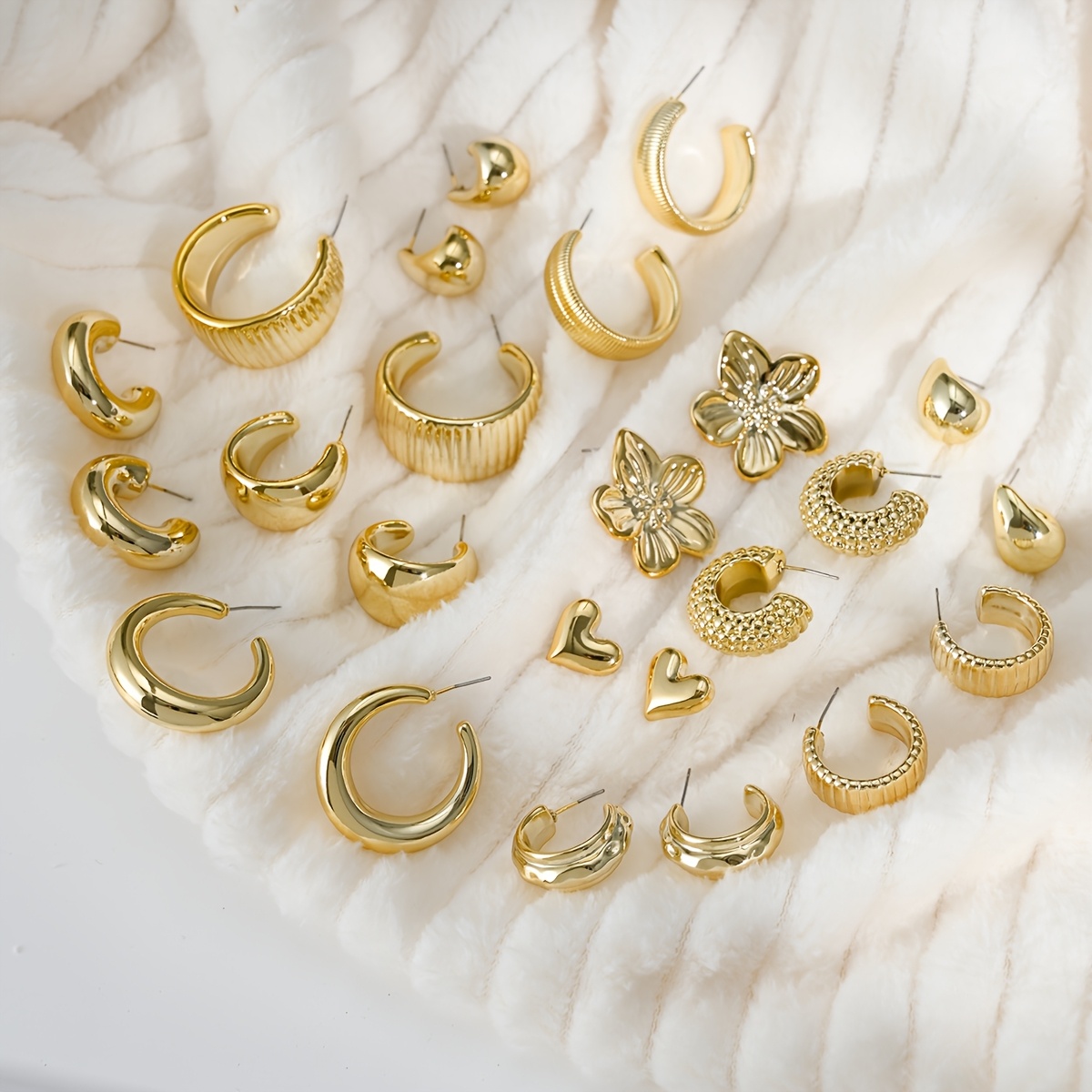 12 Pairs Bohemian Style Multi-Element Earring Set for Women
