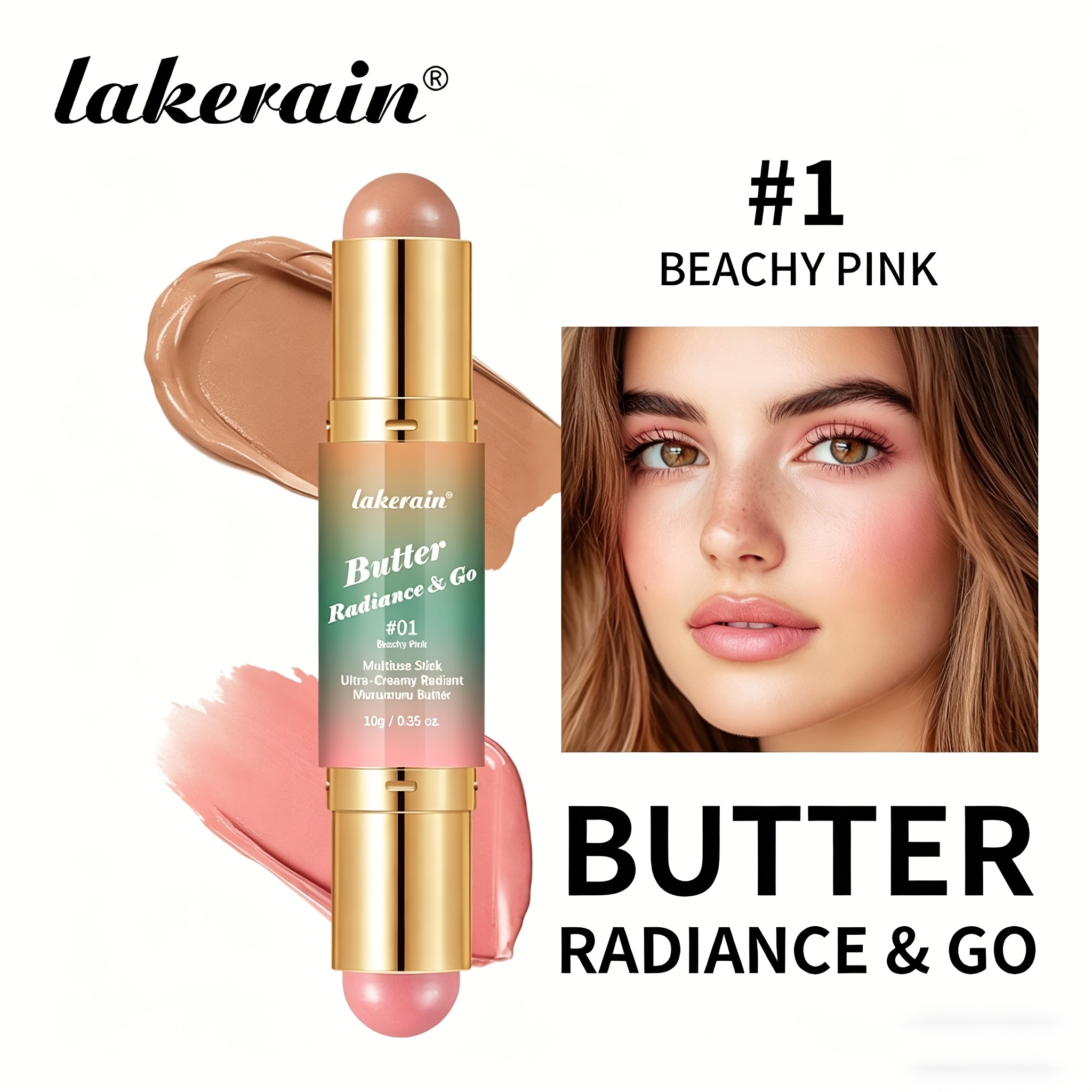 Image of Lakerain Butter Multi-functional Makeup Stick, With A Dual-, Used For Contouring, Blush, Eyeshadow, Lipstick, Natural And Smooth, Creamy Texture, Easy , Natural Makeup Look. 4 Colors Are For .