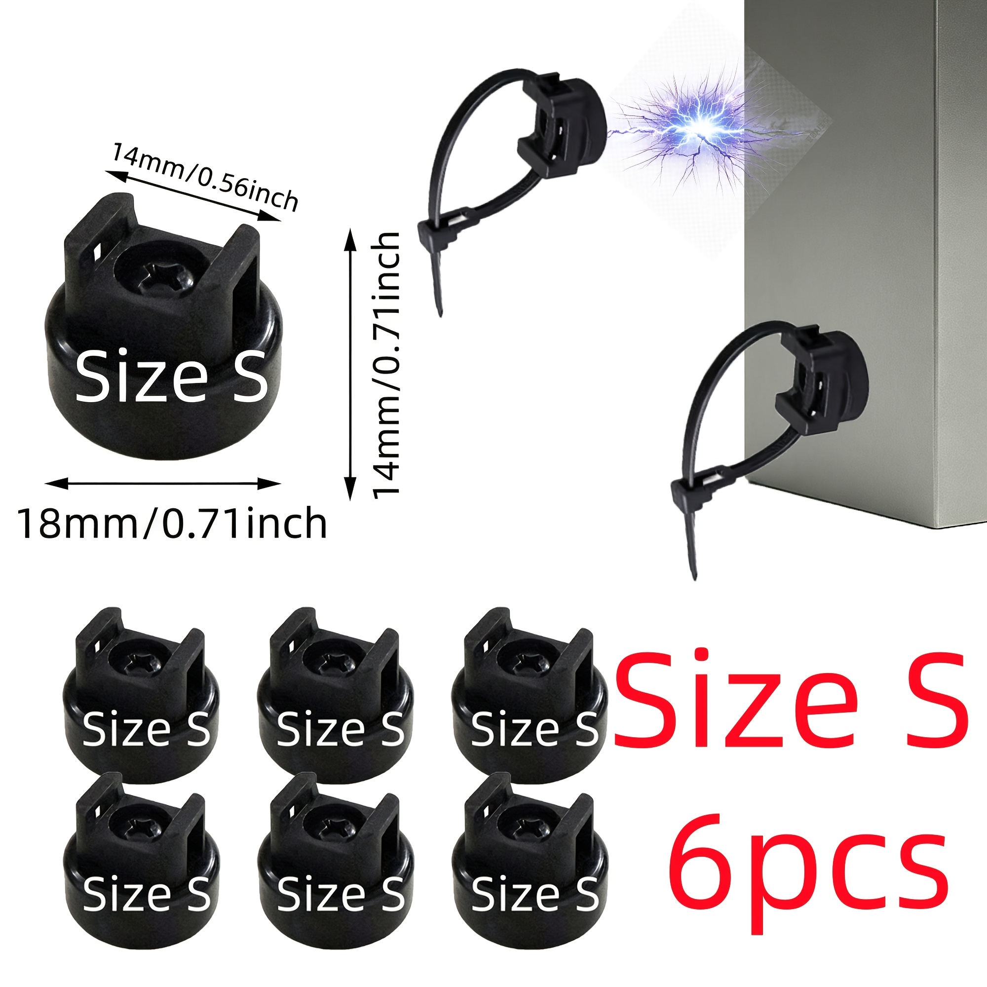 TEMU 12/6/3pcs Magnetic Cable Clips, Screw Mount Cable Holders, Magnetic Wire Management Organizer For Cords, Cable Storage Brackets For Home Office