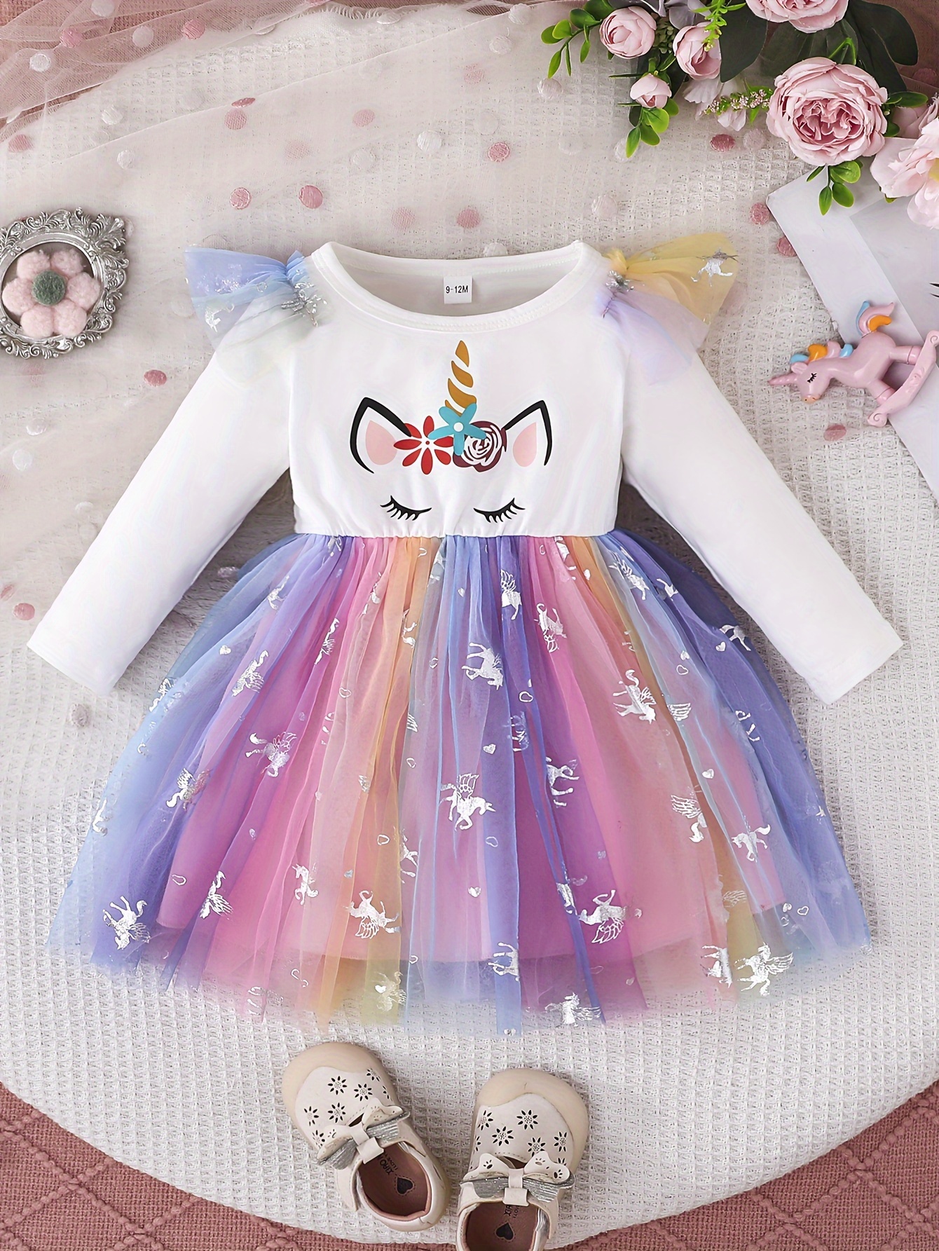 Con Ropa De Unicornio Para NiÃ±as Vestido De Unicornio Azul Oscruo