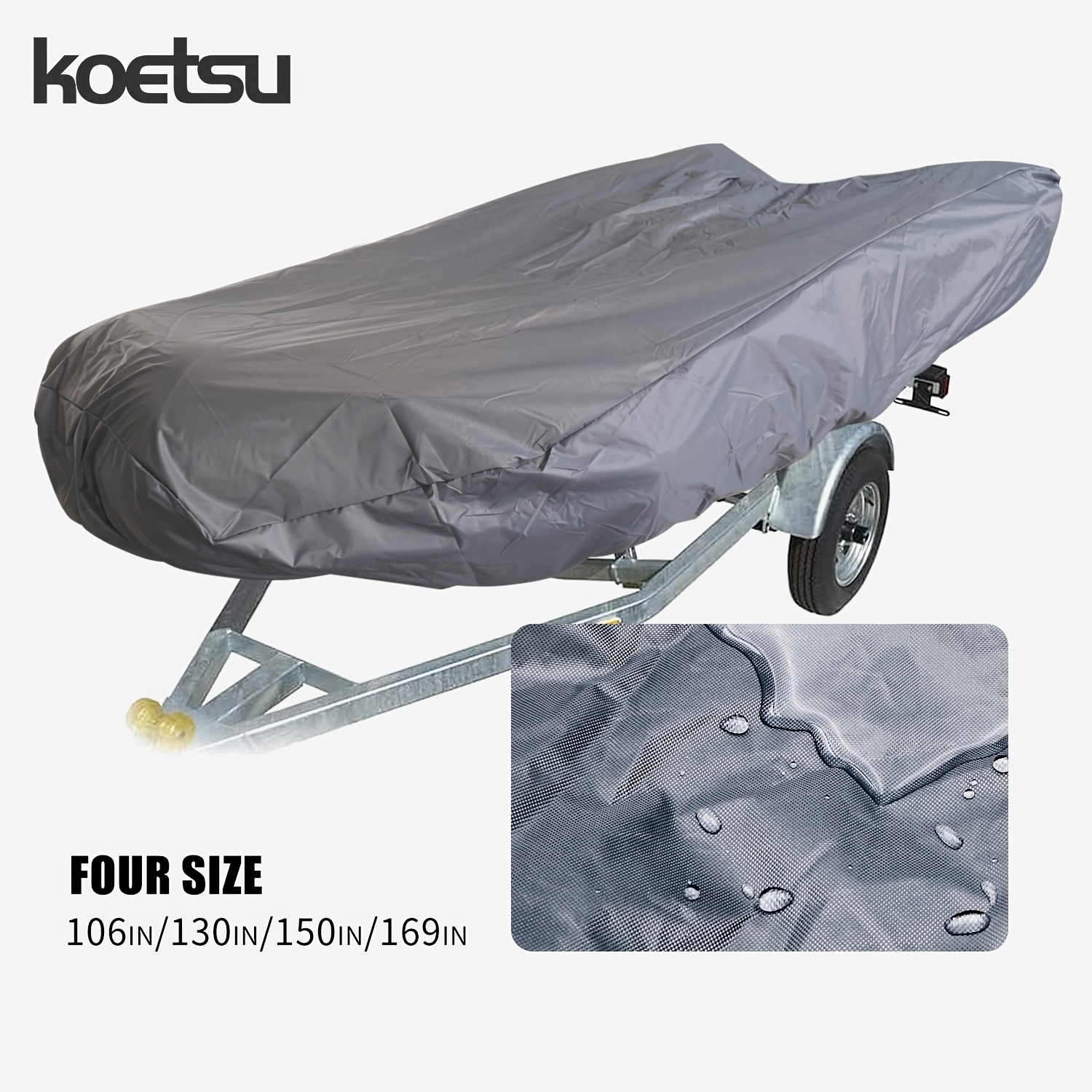 

Koetsu 420d Marine Grade Fade Resistant Tear Resistant Inflatable Boat Cover Waterproof Inflatable Boat Cover Silvery 4 Sizes