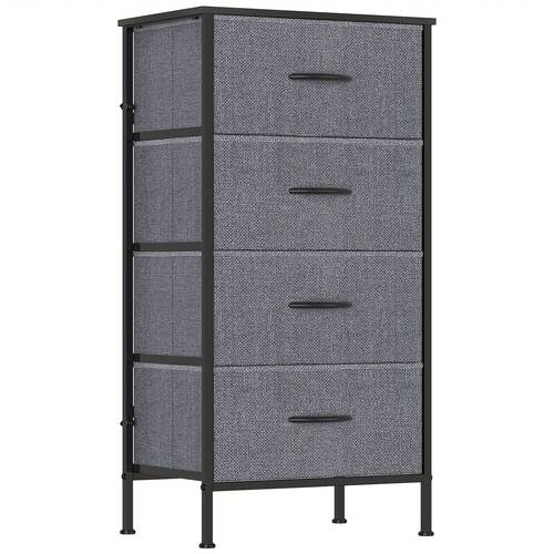 4 drawer chest of drawers with metal frame mdf wooden top adjustable feet anti tip safety storage unit for bedroom or living room 45x30x91 7x11 8x35 8inch