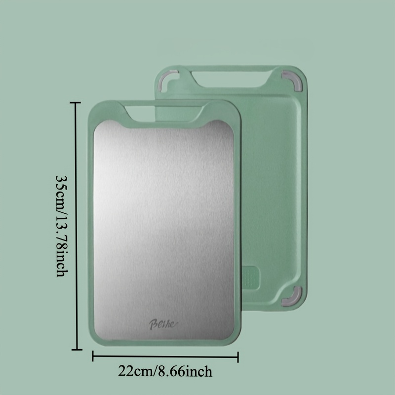 1pc Double Sided Stainless Cutting Board Kitchen Meat Vegetable Non-slip Heavy Duty Food Prep Rolling