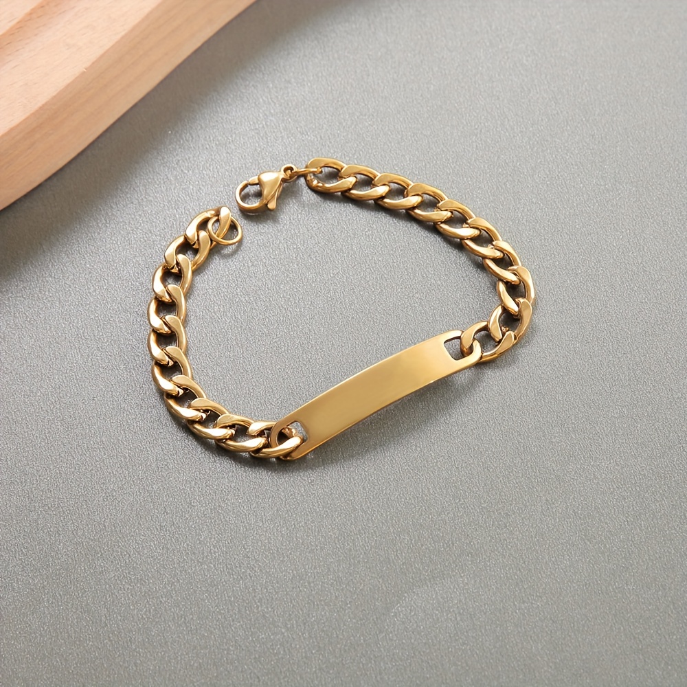 E-shop 1 Stück Personalisiertes Foto/Text Gravurbar 304 Edelstahl Damenarmband - Individueller Name//Text, 18K Goldbeschichtete Foto/Text