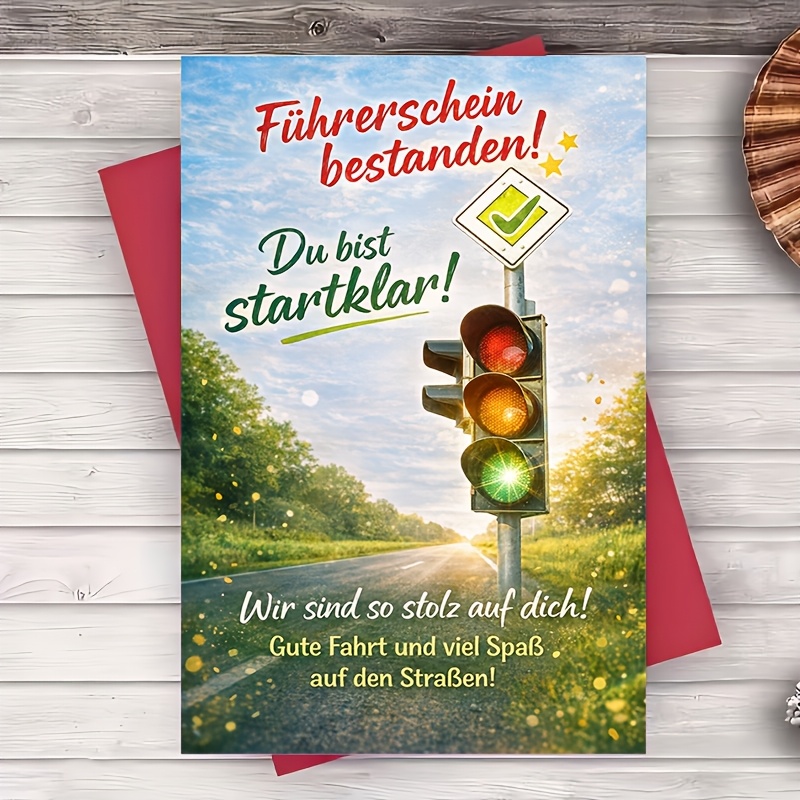 1 Envelope And 1 Greeting Carddriving Test Congratulations Card For New Drivers Traffic Gift From Graduation Milestone Celebration Greeting Card