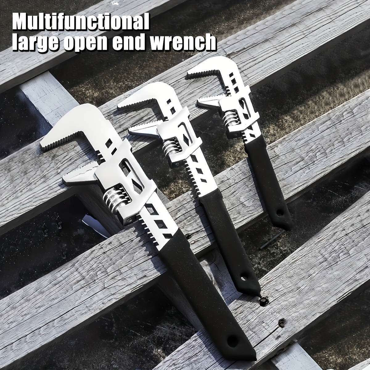 

Adjustable Wrench Set - Large Opening, Right Angle F-wrench For Pipes, Hex Screws & More - Carbon Steel, Ideal For Home Repairs, Plumbing, Equipment Installation & Auto Maintenance