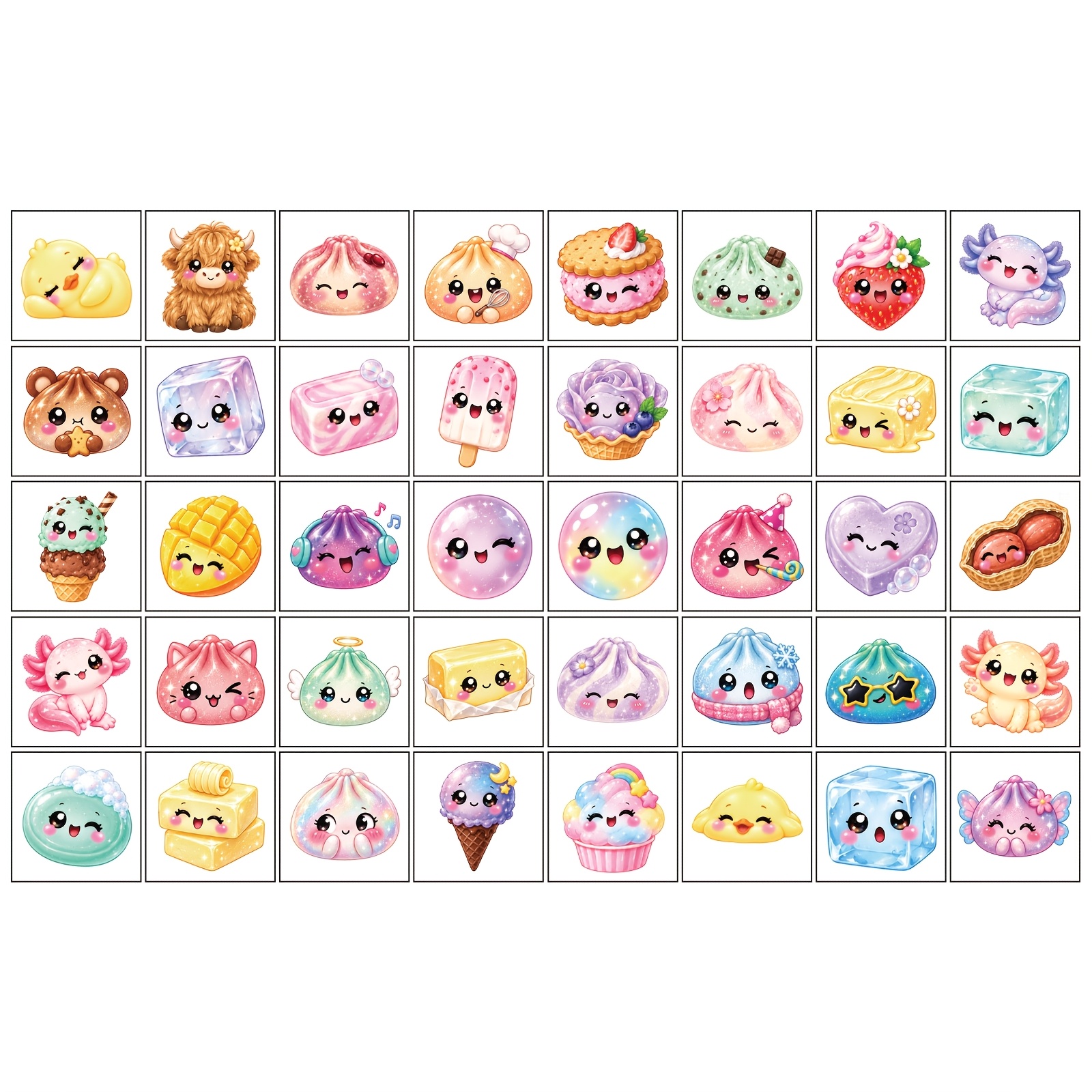TEMU 40 Sheets Of Colorful Cute Cartoon Stress-relief Bun Pattern Temporary Tattoo Stickers For Birthday Parties And Gatherings, Suitable For Men And